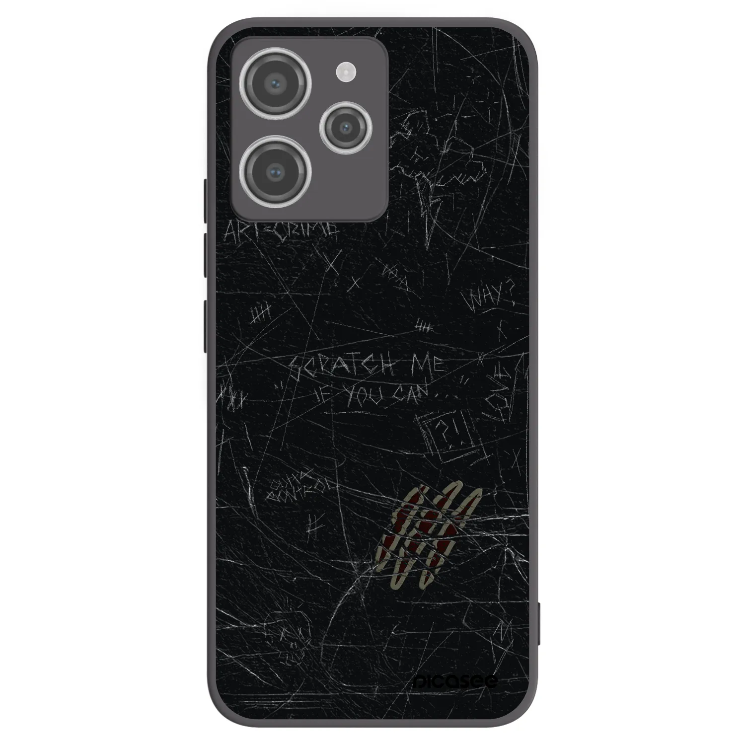 Picasee silikonowe czarne etui na Xiaomi Redmi 12 4G - SCRATCH