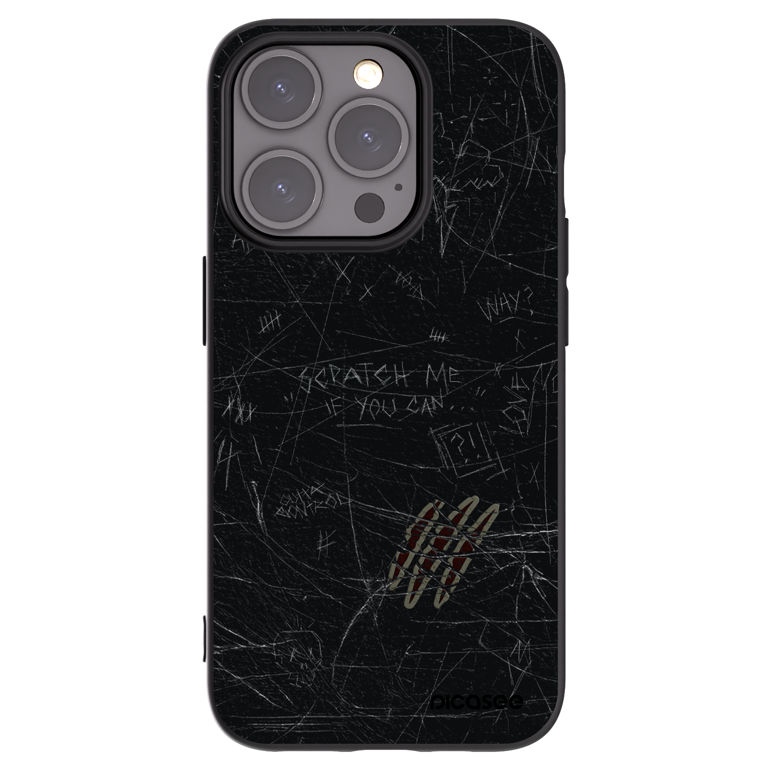 Picasee silikonowe czarne etui na Apple iPhone 15 Pro - SCRATCH