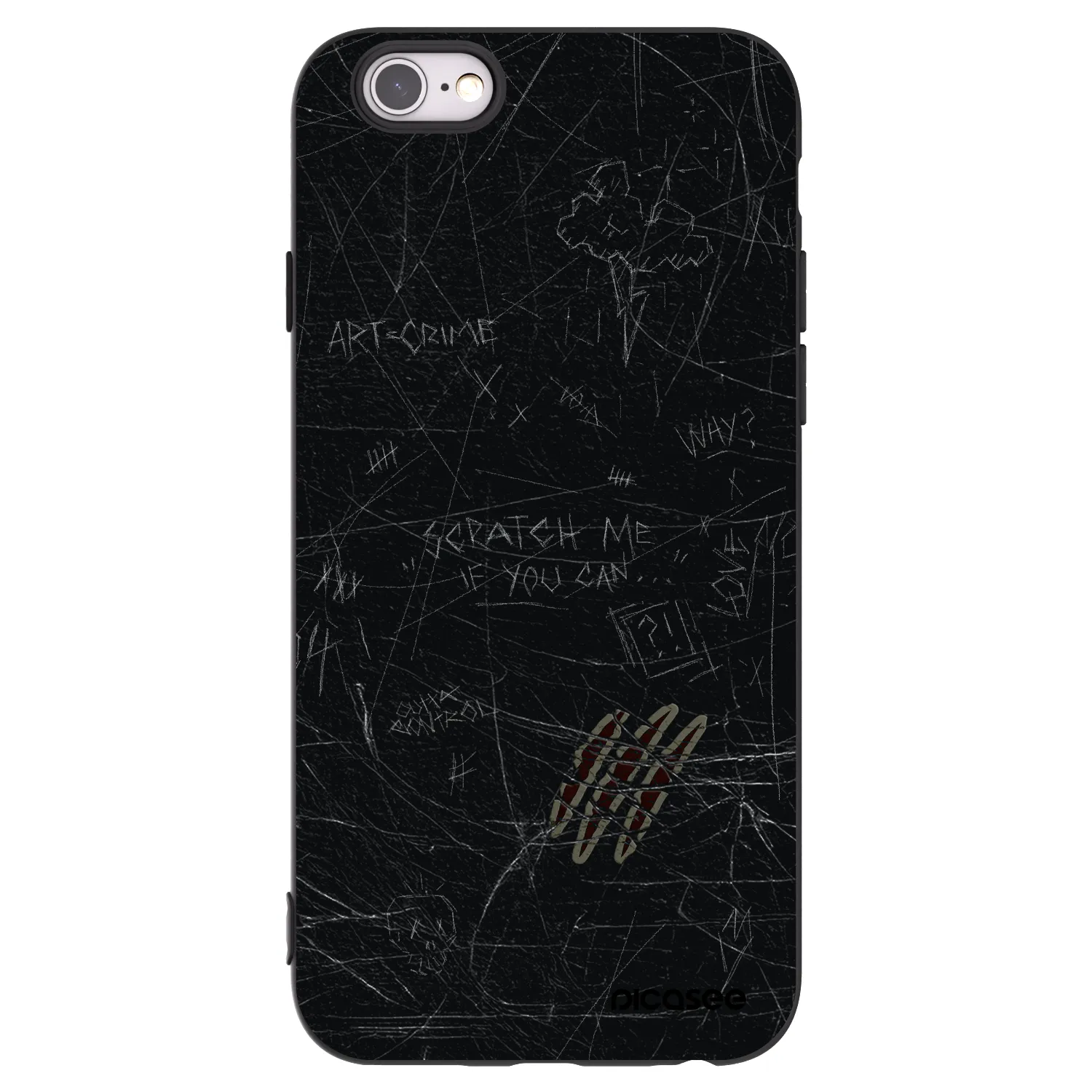 Picasee silikonowe czarne etui na Apple iPhone 6/6S - SCRATCH