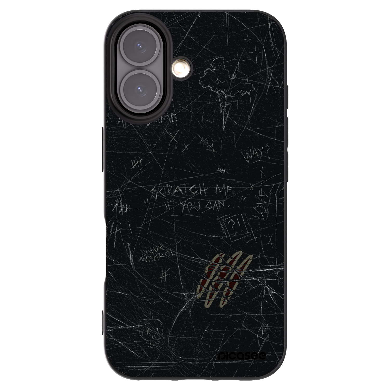Picasee silikonowe czarne etui na Apple iPhone 16 - SCRATCH