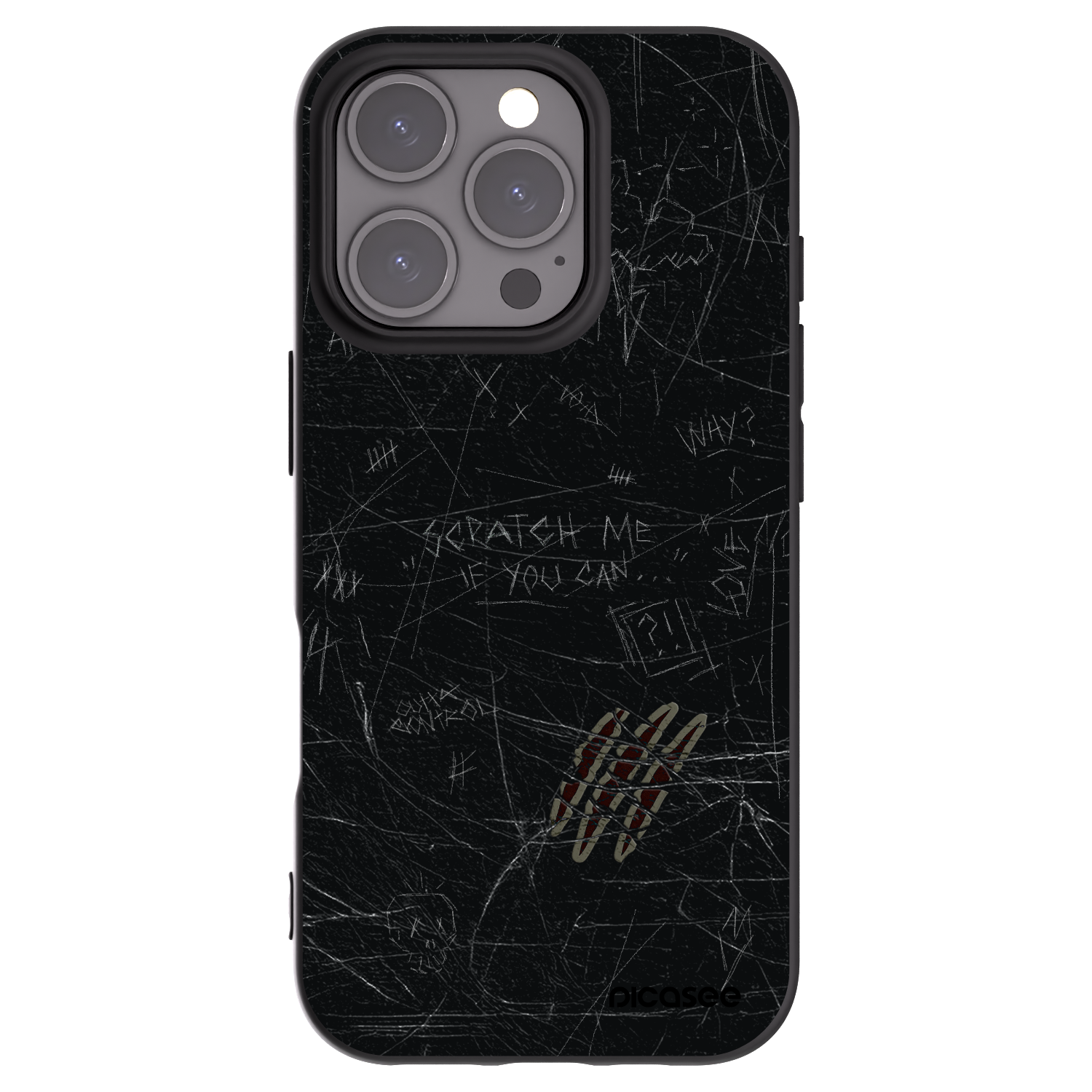 Picasee silikonowe czarne etui na Apple iPhone 16 Pro - SCRATCH