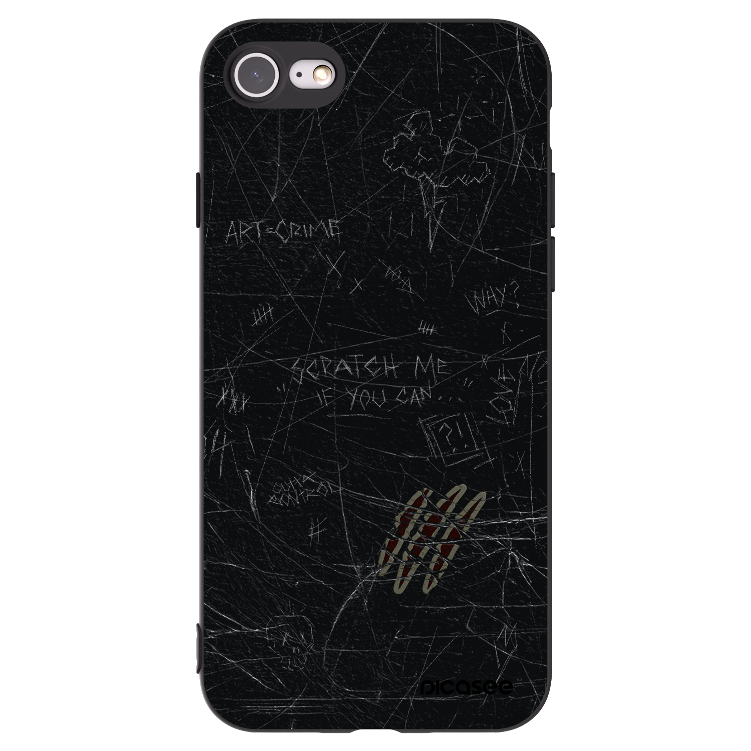 Picasee silikonowe czarne etui na Apple iPhone 8 - SCRATCH