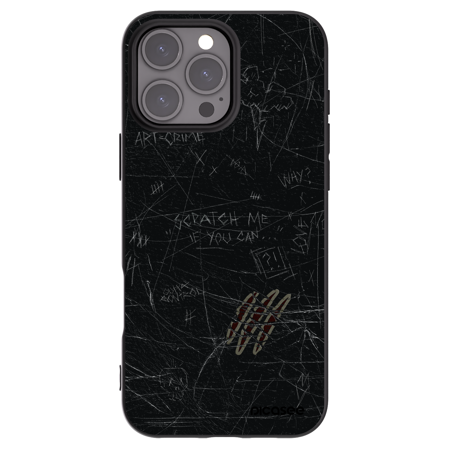 Picasee silikonowe czarne etui na Apple iPhone 16 Pro Max - SCRATCH