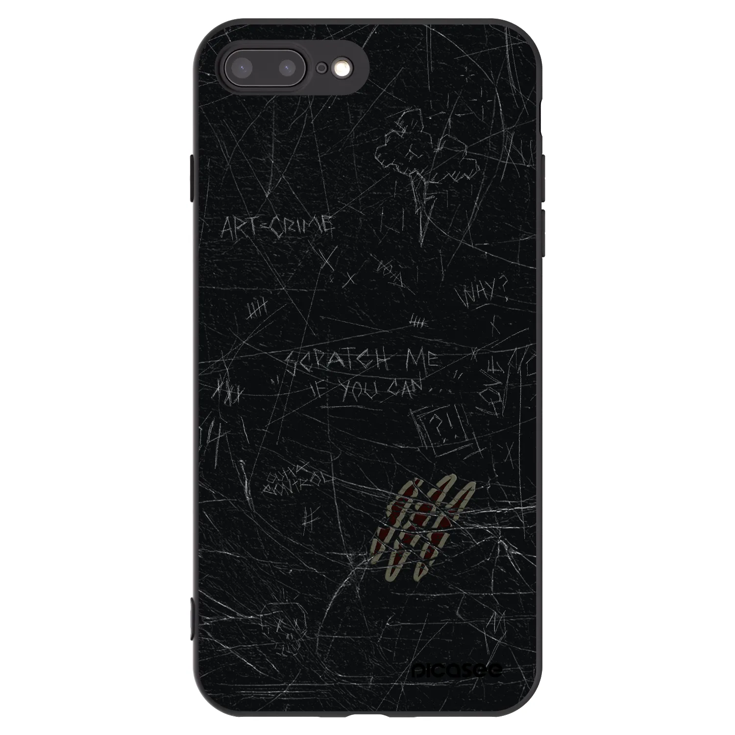 Picasee silikonowe czarne etui na Apple iPhone 8 Plus - SCRATCH