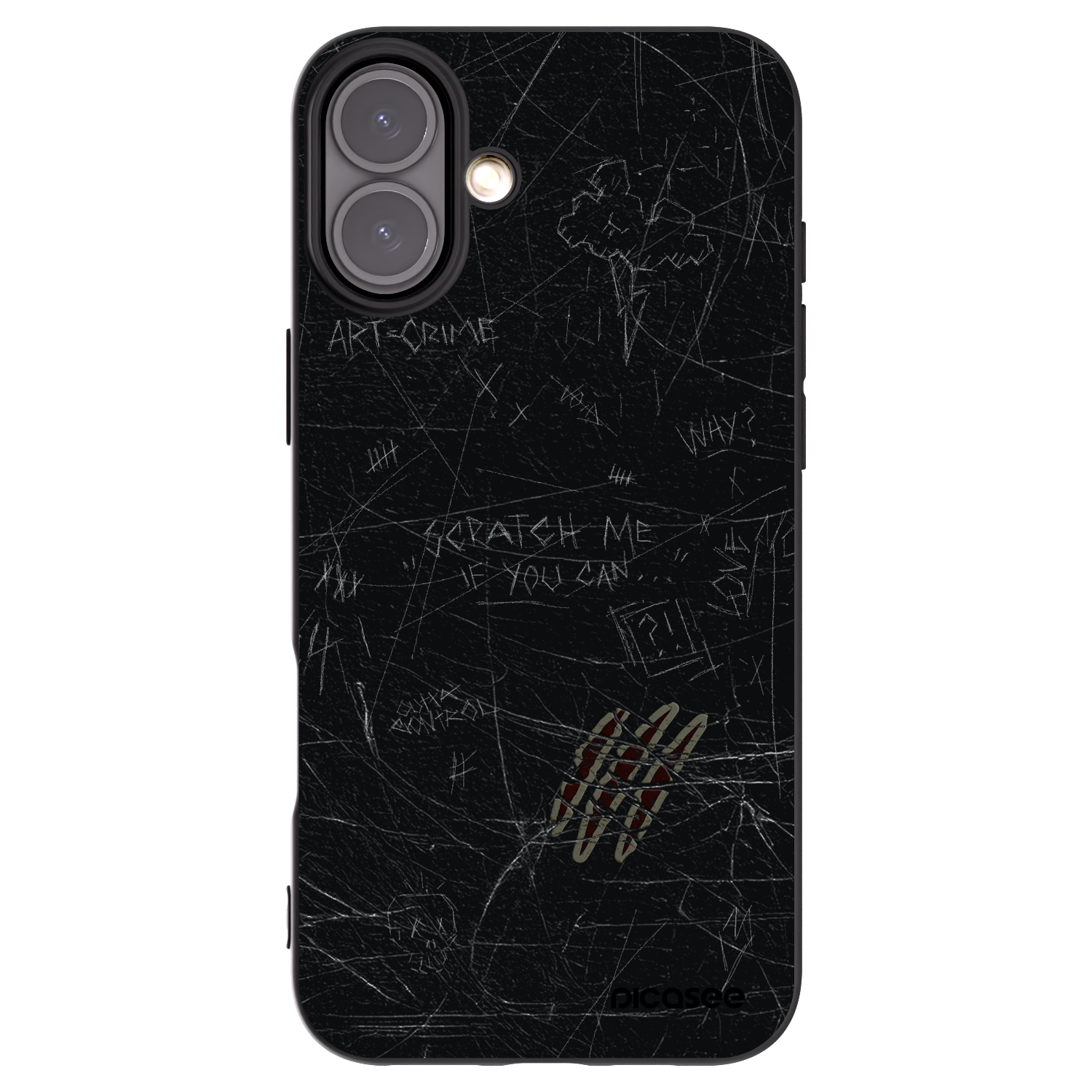 Picasee silikonowe czarne etui na Apple iPhone 16 Plus - SCRATCH