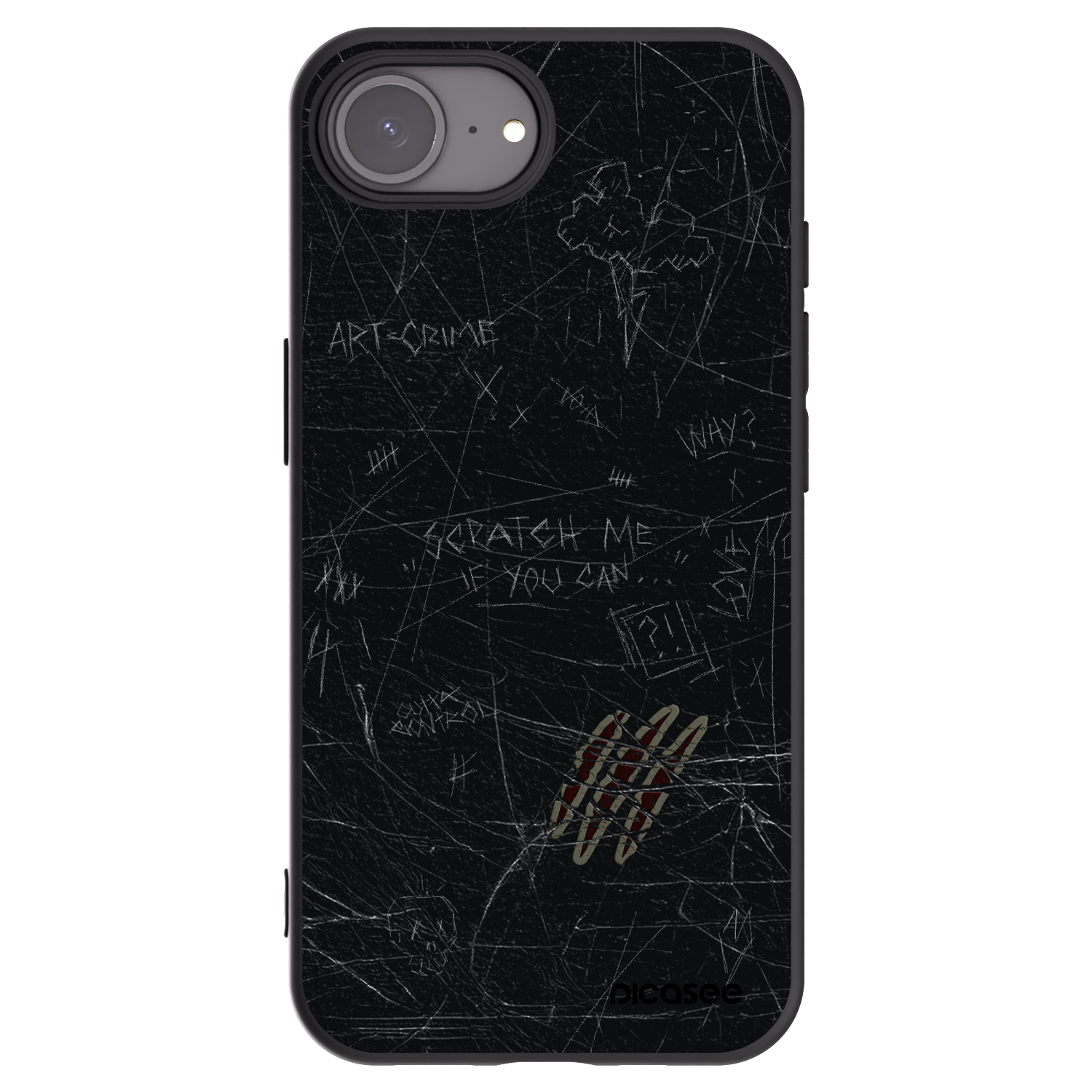 Picasee silikonowe czarne etui na Apple iPhone 16e - SCRATCH