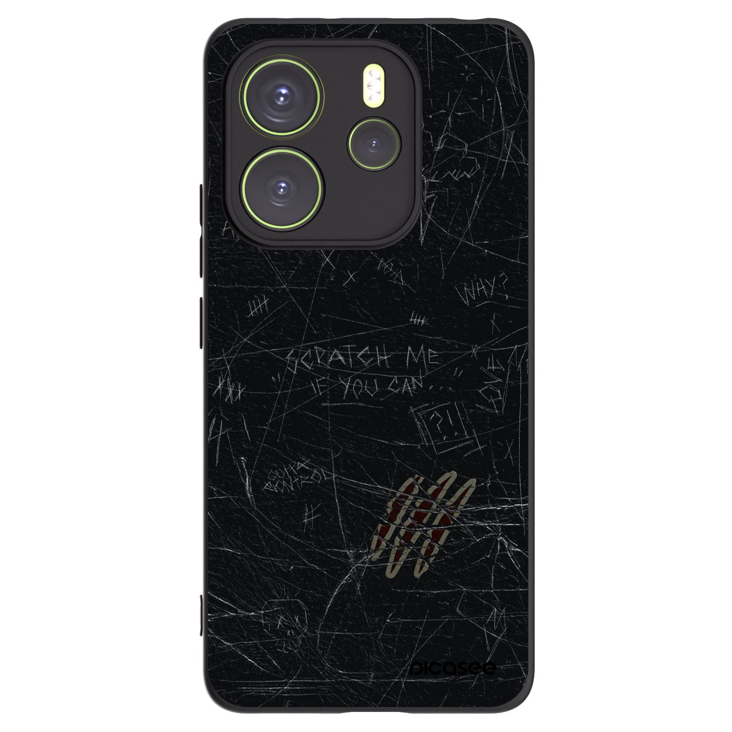 Picasee silikonowe czarne etui na Xiaomi Redmi Note 14 4G - SCRATCH