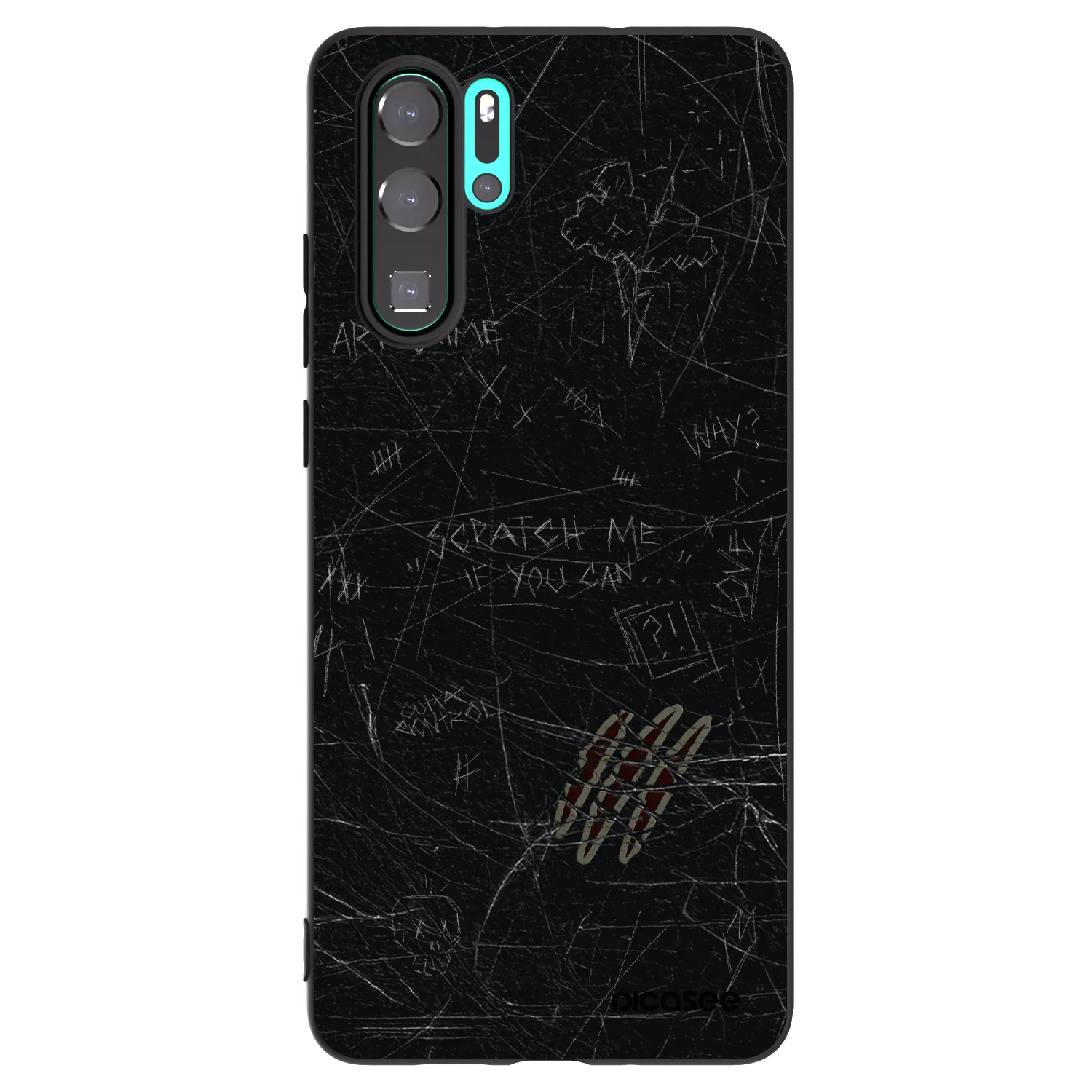 Picasee silikonowe czarne etui na Huawei P30 Pro - SCRATCH
