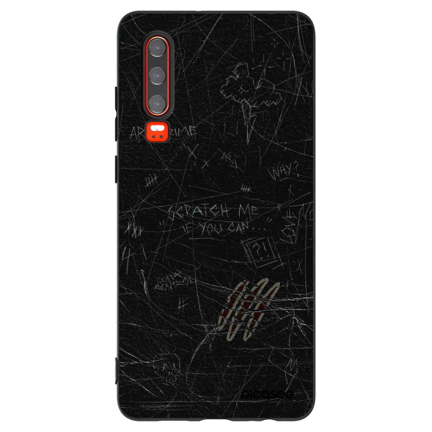 Picasee silikonowe czarne etui na Huawei P30 - SCRATCH