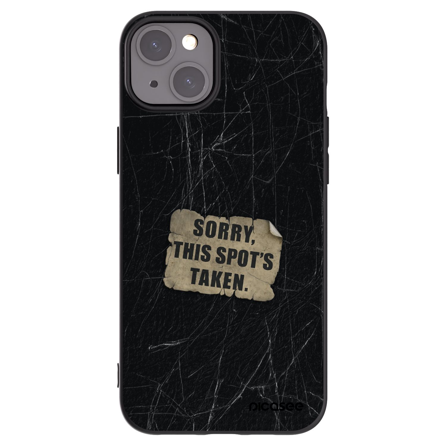 Picasee silikonowe czarne etui na Apple iPhone 15 Plus - SORRY