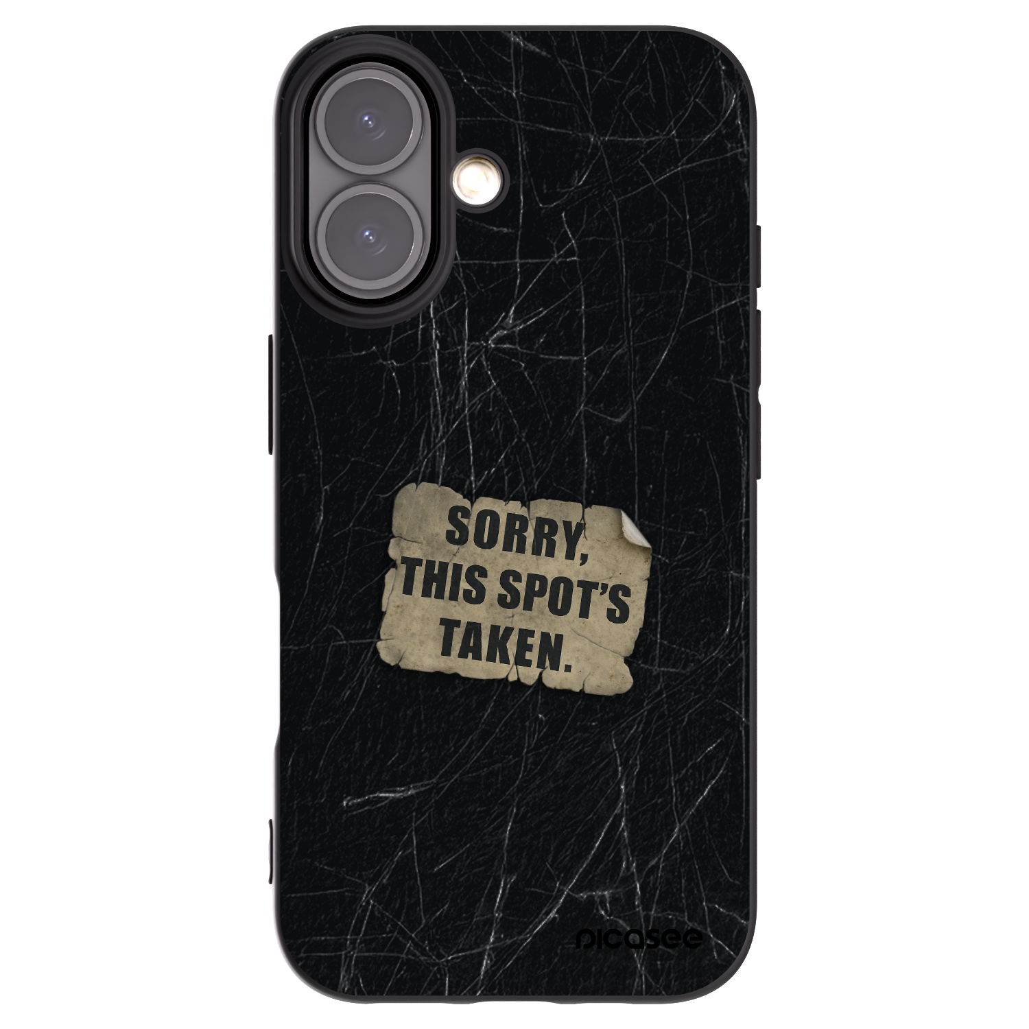 Picasee silikonowe czarne etui na Apple iPhone 16 - SORRY