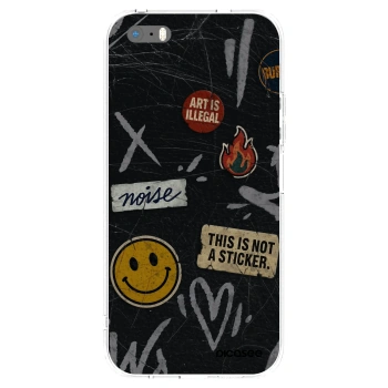 Picasee silikonowe przeźroczyste etui na Apple iPhone 5/5S/SE - STICKERS x TAGS