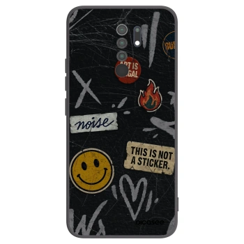 Picasee silikonowe czarne etui na Xiaomi Redmi 9 - STICKERS x TAGS