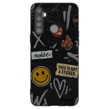 Picasee silikonowe czarne etui na Realme 5 - STICKERS x TAGS
