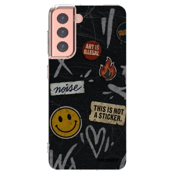 Picasee silikonowe przeźroczyste etui na Samsung Galaxy S21 5G G991B - STICKERS x TAGS
