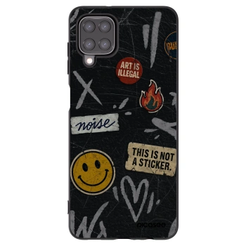Picasee silikonowe czarne etui na Samsung Galaxy A12 A125F - STICKERS x TAGS