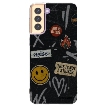 Picasee silikonowe przeźroczyste etui na Samsung Galaxy S21+ 5G G996F - STICKERS x TAGS