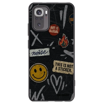 Picasee silikonowe czarne etui na Xiaomi Redmi Note 10S - STICKERS x TAGS