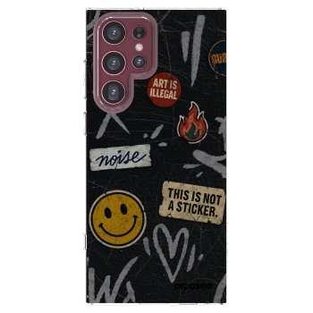 Picasee silikonowe przeźroczyste etui na Samsung Galaxy S22 Ultra 5G - STICKERS x TAGS