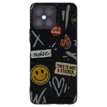 Picasee silikonowe czarne etui na Honor X8 4G - STICKERS x TAGS