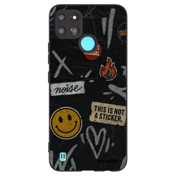 Picasee silikonowe czarne etui na Realme C21Y - STICKERS x TAGS