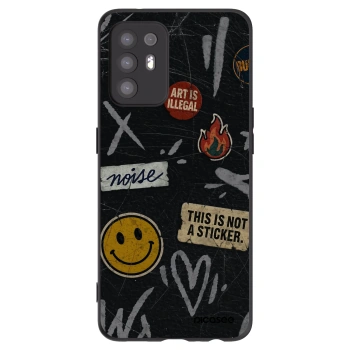 Picasee silikonowe czarne etui na OPPO A94 5G - STICKERS x TAGS