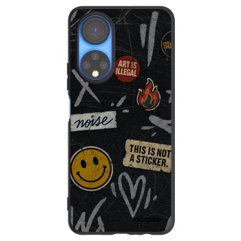 Picasee silikonowe czarne etui na Honor X7 - STICKERS x TAGS