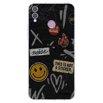 Picasee silikonowe przeźroczyste etui na Honor 8X - STICKERS x TAGS