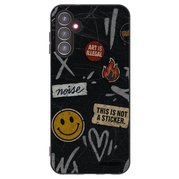 Picasee silikonowe czarne etui na Samsung Galaxy A14 5G A146P - STICKERS x TAGS