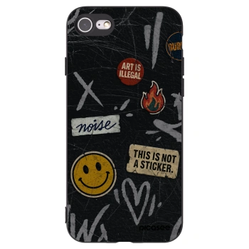 Picasee silikonowe czarne etui na Apple iPhone 7 - STICKERS x TAGS