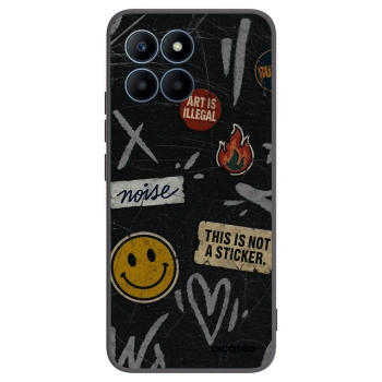 Picasee silikonowe czarne etui na Honor 70 Lite - STICKERS x TAGS