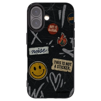 Picasee silikonowe czarne etui na Apple iPhone 16 - STICKERS x TAGS