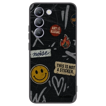 Picasee silikonowe czarne etui na Vivo V40 SE 5G - STICKERS x TAGS