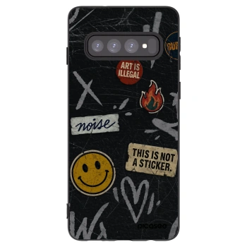 Picasee silikonowe czarne etui na Samsung Galaxy S10 G973 - STICKERS x TAGS