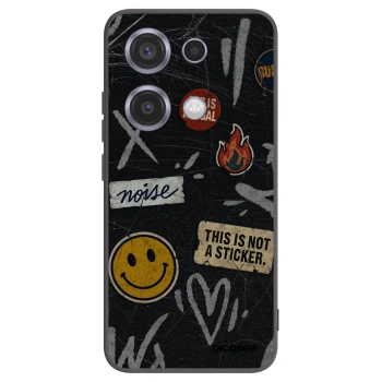 Picasee silikonowe czarne etui na Xiaomi Redmi Note 14S - STICKERS x TAGS
