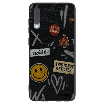 Picasee silikonowe czarne etui na Samsung Galaxy A70 A705F - STICKERS x TAGS