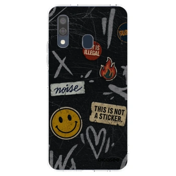 Picasee silikonowe przeźroczyste etui na Samsung Galaxy A40 A405F - STICKERS x TAGS