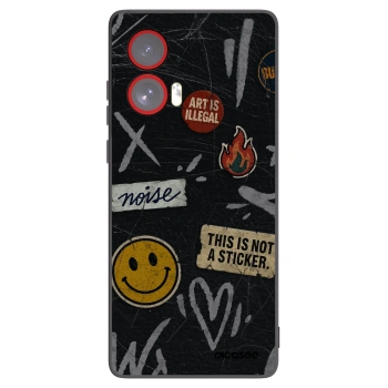 Picasee silikonowe czarne etui na Motorola Edge 50 Fusion - STICKERS x TAGS
