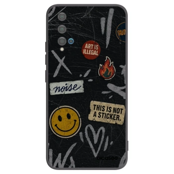 Picasee silikonowe czarne etui na Huawei Nova 5T - STICKERS x TAGS