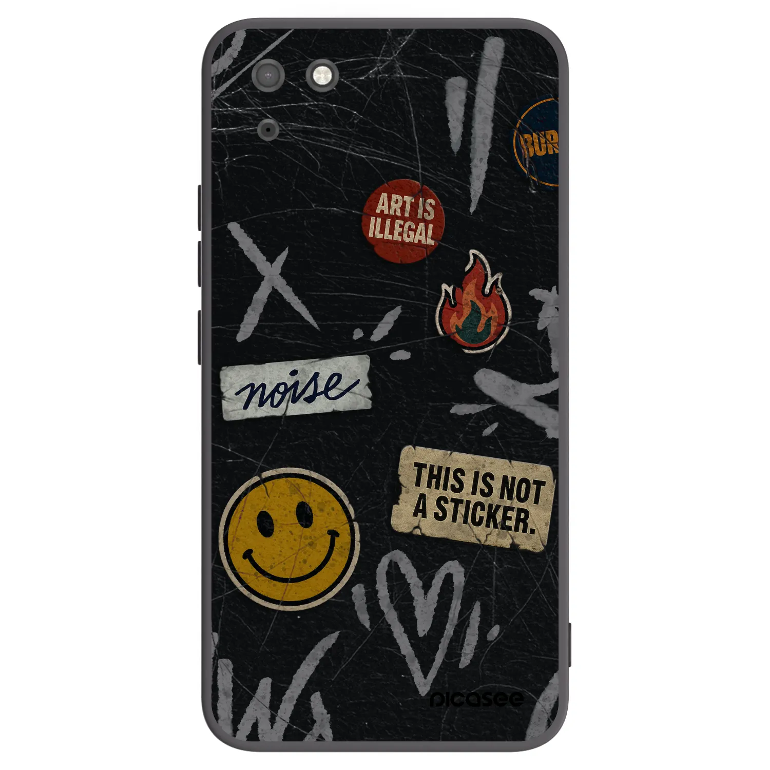 Picasee silikonowe czarne etui na Huawei Y5P - STICKERS x TAGS