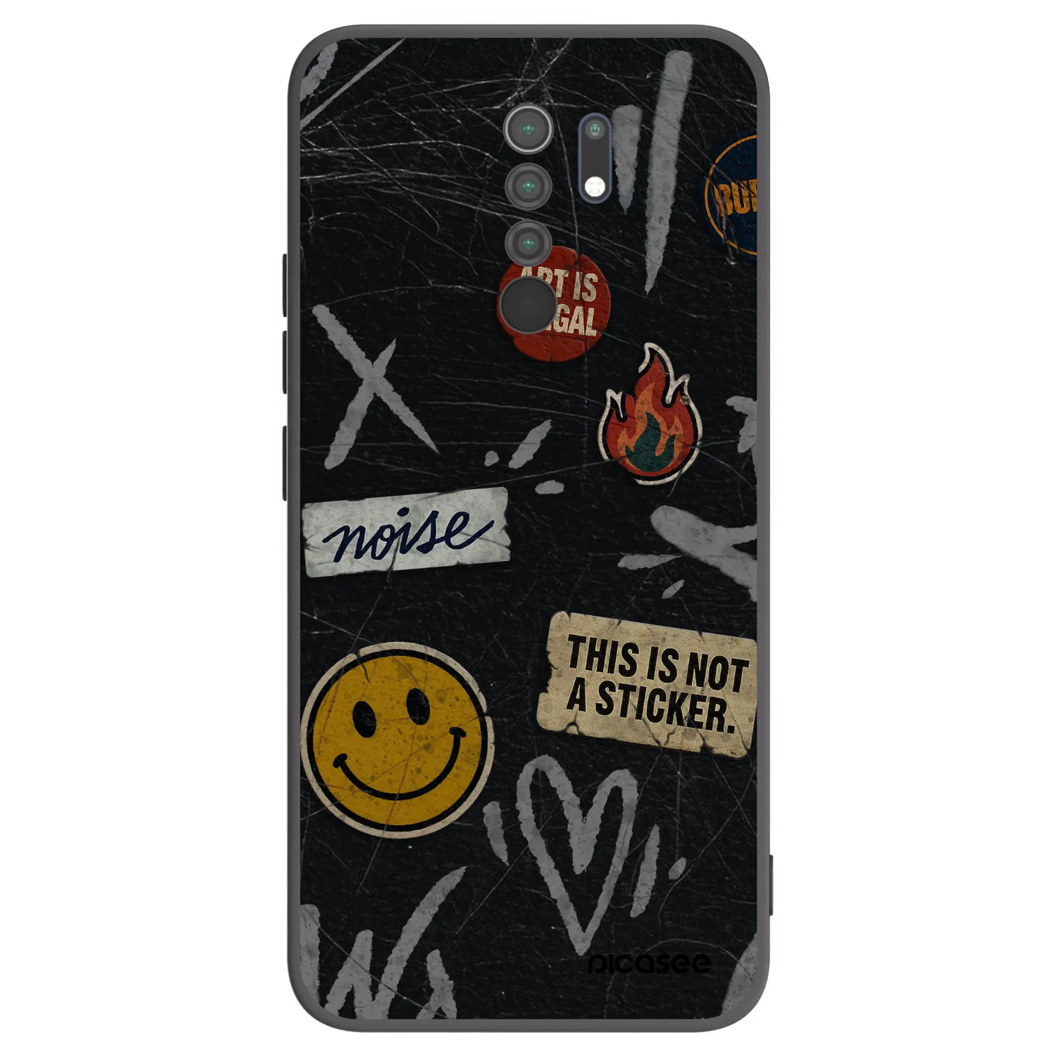 Picasee silikonowe czarne etui na Xiaomi Redmi 9 - STICKERS x TAGS