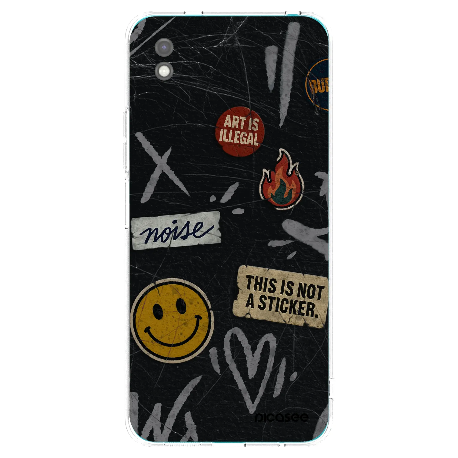 Picasee silikonowe czarne etui na Xiaomi Redmi 9A - STICKERS x TAGS