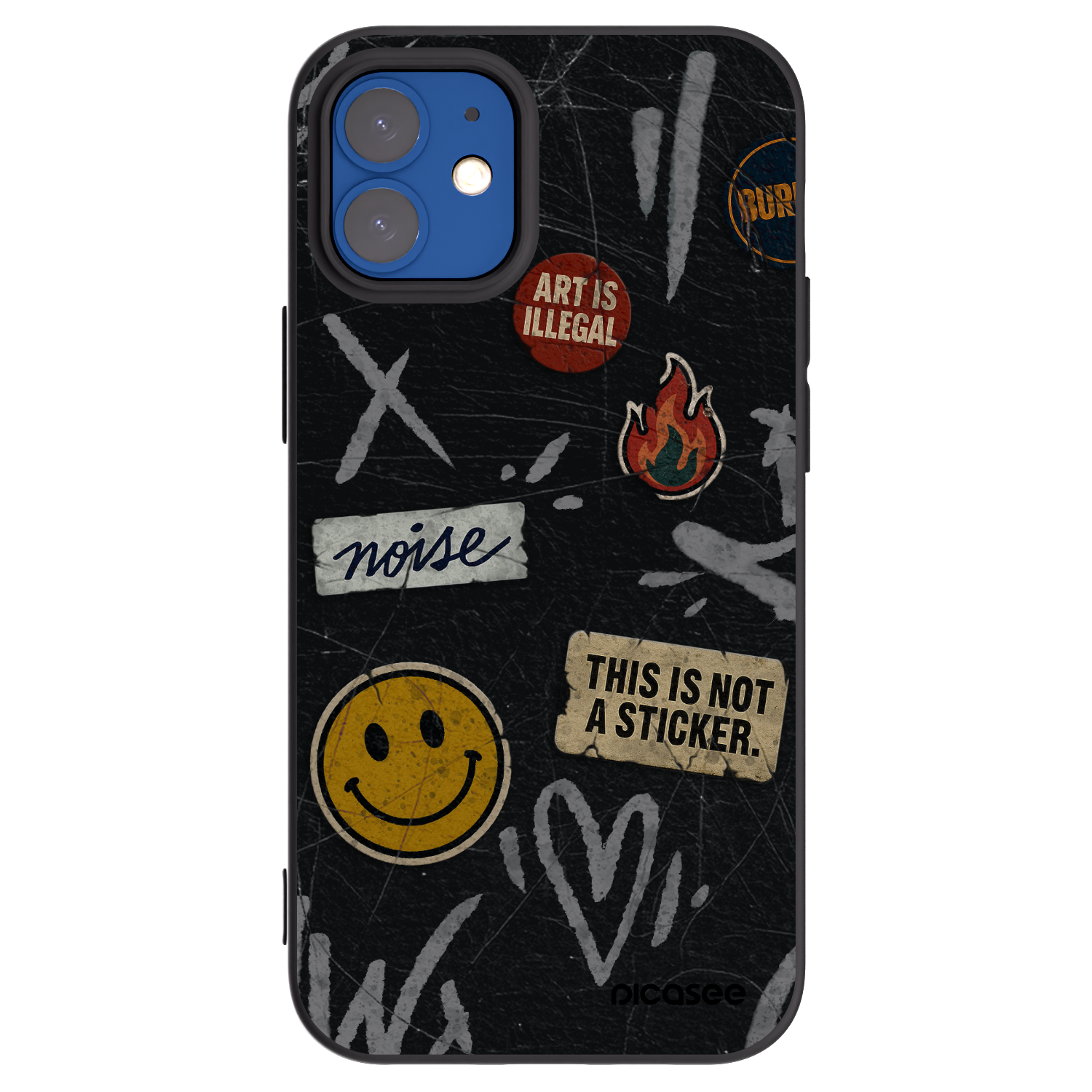 Picasee silikonowe czarne etui na Apple iPhone 12 mini - STICKERS x TAGS