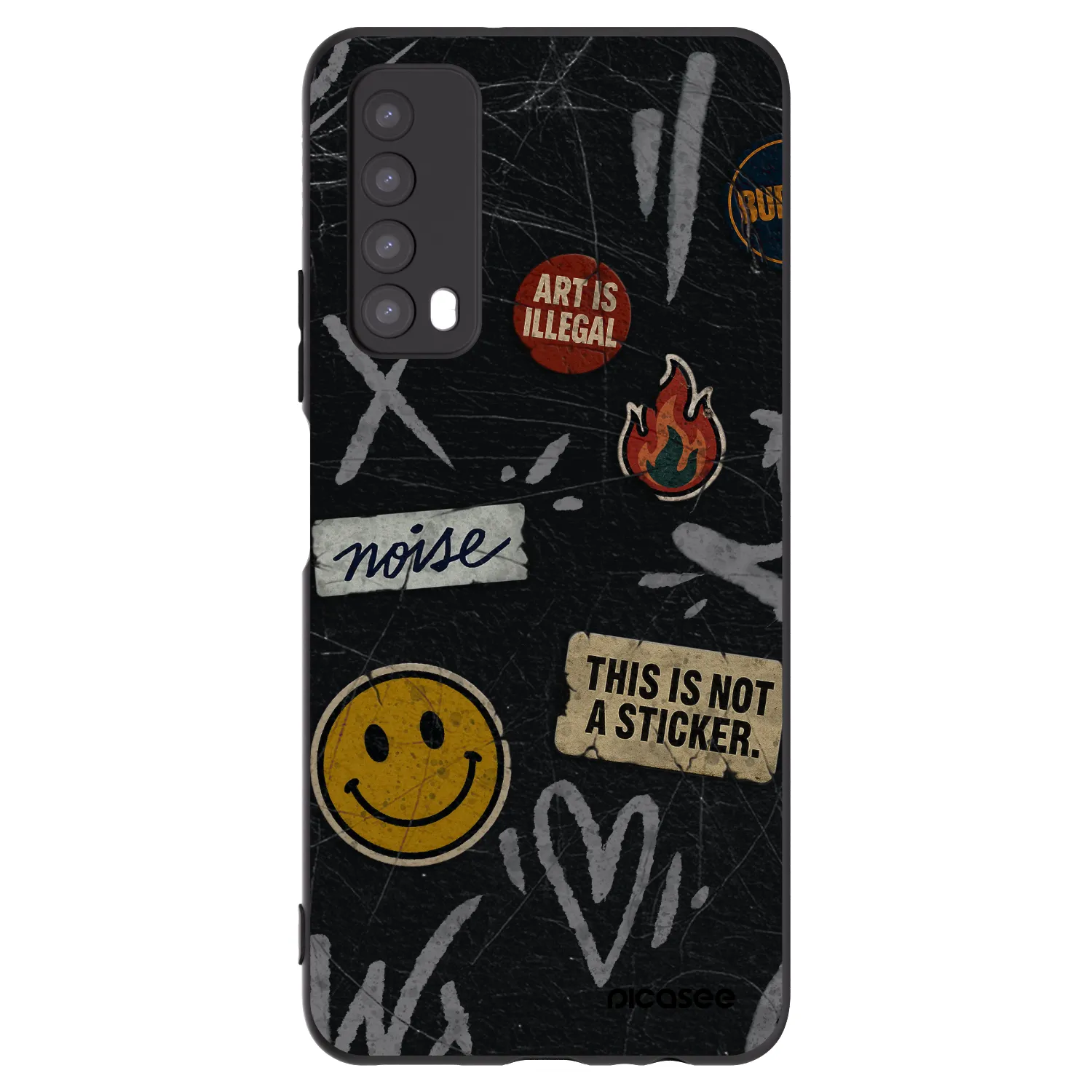 Picasee silikonowe czarne etui na Huawei P Smart 2021 - STICKERS x TAGS