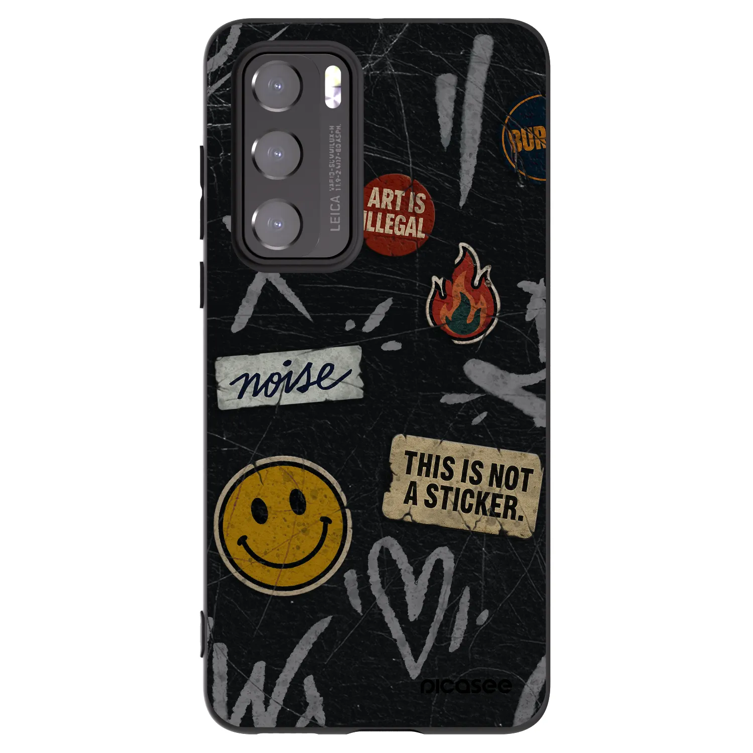 Picasee silikonowe czarne etui na Huawei P40 - STICKERS x TAGS