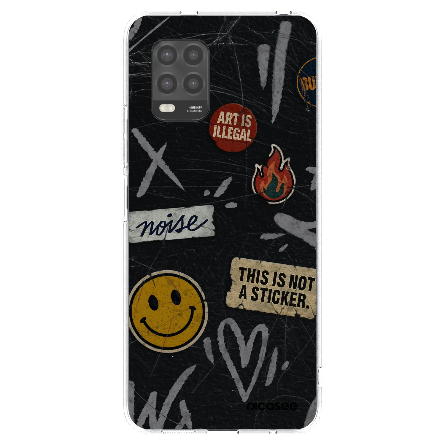 Picasee silikonowe przeźroczyste etui na Xiaomi Mi 10 Lite - STICKERS x TAGS