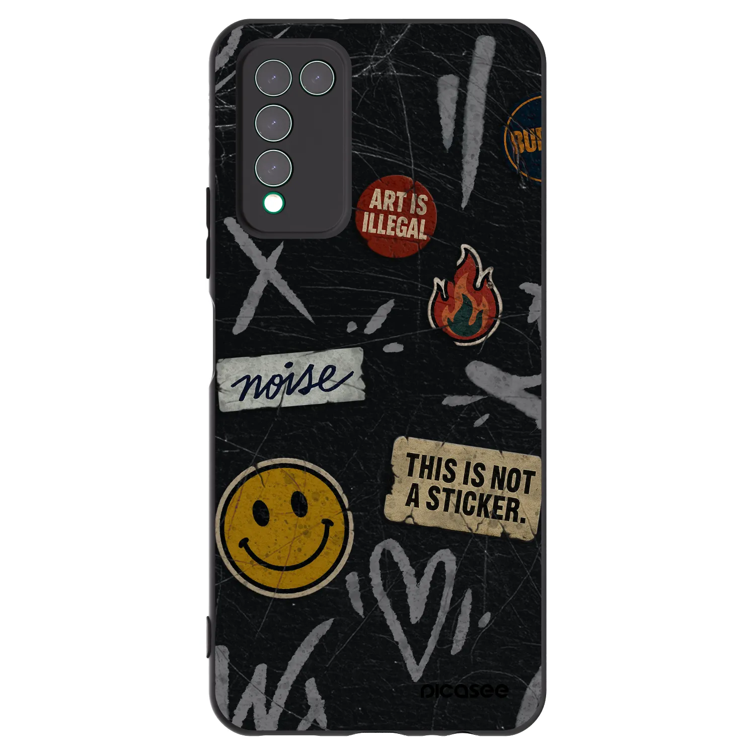 Picasee silikonowe czarne etui na Honor 10X Lite - STICKERS x TAGS
