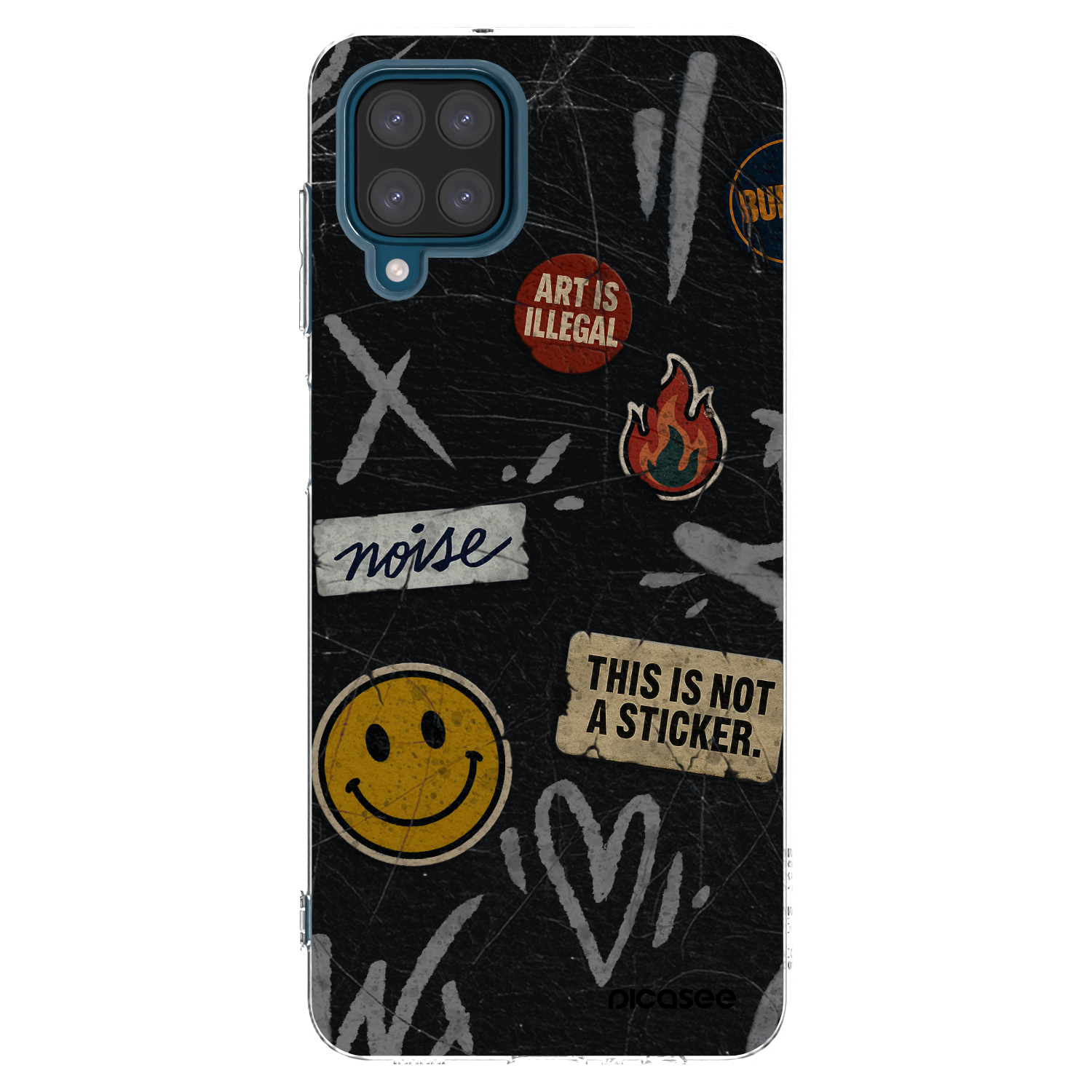 Picasee silikonowe przeźroczyste etui na Samsung Galaxy A12 A125F - STICKERS x TAGS