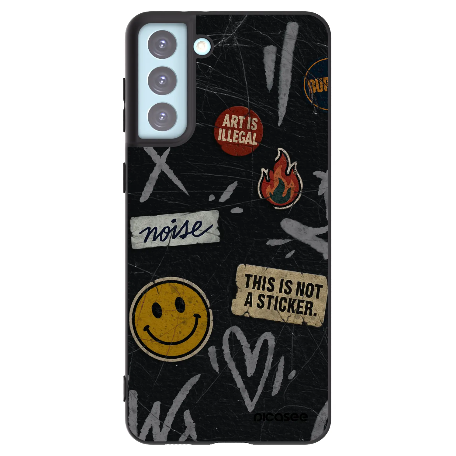 Picasee silikonowe czarne etui na Samsung Galaxy S21+ 5G G996F - STICKERS x TAGS