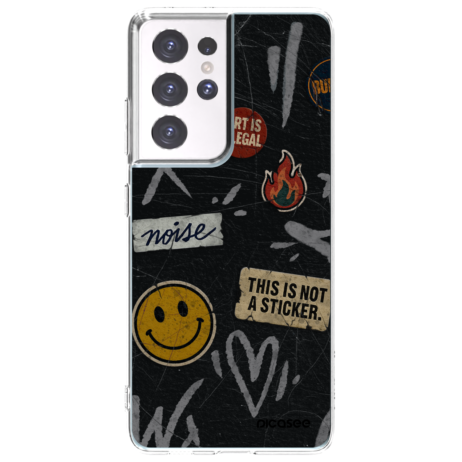 Picasee silikonowe przeźroczyste etui na Samsung Galaxy S21 Ultra 5G G998B - STICKERS x TAGS